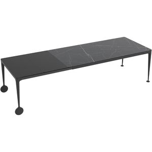 MAGIS table extensible avec roues BIG WILL (Marbre noir Marquina et noir mat - Pieds en aluminium peint et plateau en gres)