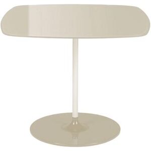 KARTELL table basse THIERRY 50 x 50 cm (Blanc - Verre trempe peint au dos et acier peint)