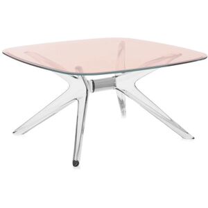 KARTELL table basse BLAST avec plateau carre (Plateau rose, structure cristal et chrome - Base en technoploymere et plateau en cristal [...]