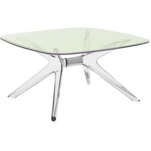 KARTELL table basse BLAST avec plateau carre (Plateau vert, structure cristal et chrome - Base en technoploymere et plateau en cristal [...]