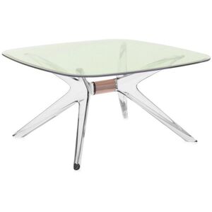 KARTELL table basse BLAST avec plateau carre (Plateau vert, structure cristal et bronze - Base en technoploymere et plateau en cristal [...]