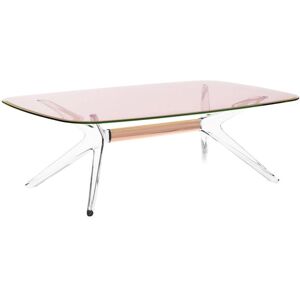 KARTELL table basse BLAST avec plateau rectangulaire (Plateau rose, structure cristal et bronze - Base en technoploymere et plateau en cristal [...]