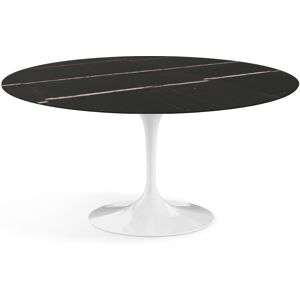 KNOLL table ronde TULIP Ø 152 cm collection Eero Saarinen (Base bianca / piano Sahara Noir satinato - marbre et aluminium)