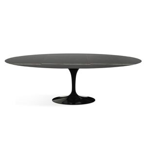 KNOLL table ovale TULIP collection Eero Saarinen 244x137 cm (Base noire / plateau Sahara Noir - marbre et aluminium)