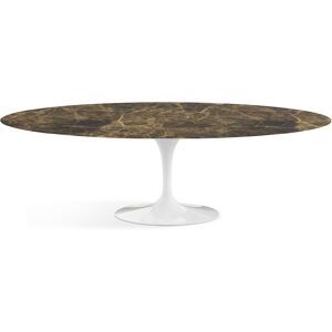 KNOLL table ovale TULIP collection Eero Saarinen 244x137 cm (Base bianca / piano Brown Emperador satinato - marbre et aluminium)