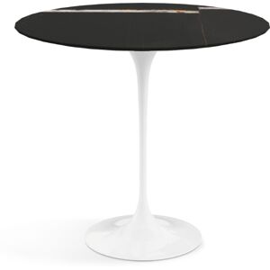 KNOLL table basse ovale TULIP collection Eero Saarinen 57x38 cm (Base bianca / piano Sahara Noir satinato - marbre et aluminium)