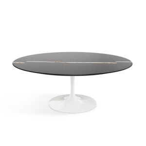KNOLL table basse ovale TULIP collection Eero Saarinen 107x70 cm (Base bianca / piano Sahara Noir - marbre et aluminium)