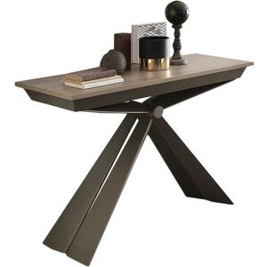 ALTACOM console transformable en table a manger GENESI 195 cm (Dessus effet mortier - Base en metal verni epoxy)