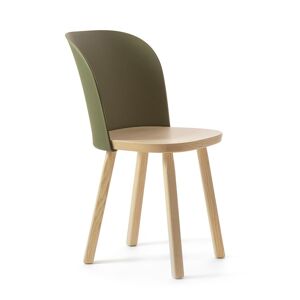 MAGIS set de 2 chaises ALPINA (Vert olive - Frene massif naturel et polypropylene biosource)