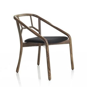 ALMA DESIGN set de 2 fauteuils MARNIE en frene teinte noyer avec assise rembourre (Cat. PE1 Lotus - Bois et cuir)