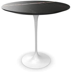 KNOLL table ronde TULIP Ø 51 cm collection Eero Saarinen (Base bianca / piano Sahara Noir - marbre et aluminium)