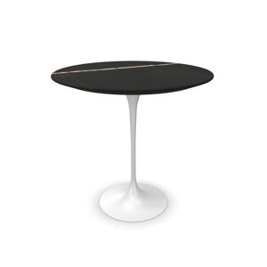 KNOLL table ronde TULIP Ø 51 cm collection Eero Saarinen (Base bianca / piano Sahara Noir satinato - marbre et aluminium)