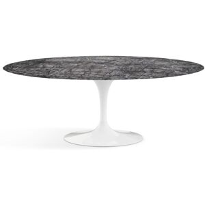 KNOLL table ovale TULIP collection Eero Saarinen 198x121 cm (Base blanc / plateau gris Carnico satine - marbre et aluminium)