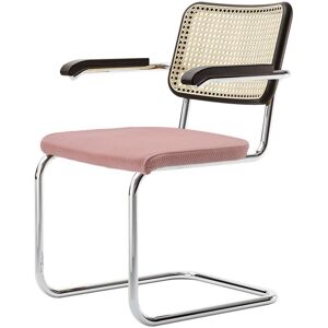 THONET chaise luge avec accoudoirs S 64 SPV (Assise rembourree, dossier en rotin tresse et hetre - Tube en acier)