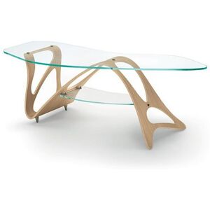 ZANOTTA table basse ARABESCO CM (Naturel - Contreplaque courbe et cristal extra-clair)