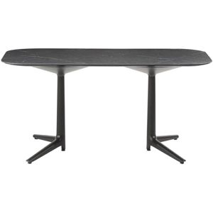 KARTELL table MULTIPLO XL avec plateau rectangulaire 158x90 cm (Noir - Aluminium moule et plateau en ceramique finition marbre)