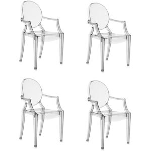 KARTELL set de 4 chaises LOUIS GHOST (Fume clair - Polycarbonate 2.0 a partir de matiere premiere renouvelable)