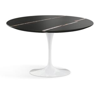 KNOLL table ronde lounge TULIP Ø 107 cm collection Eero Saarinen (Base bianca / piano Sahara Noir - marbre et aluminium)