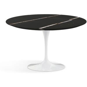 KNOLL table ronde lounge TULIP Ø 107 cm collection Eero Saarinen (Base bianca / piano Sahara Noir satinato - marbre et aluminium)