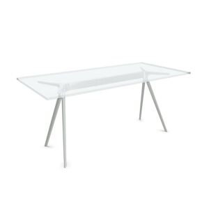 MAGIS table BAGUETTE 160x85 cm (Piano trasparente, struttura bianca - Vetro e alluminio verniciato poliestere)