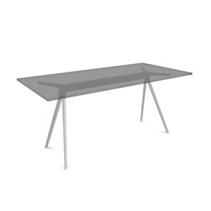 MAGIS table BAGUETTE 160x85 cm (Piano trasparente fume, struttura bianca - Vetro e alluminio verniciato poliestere)