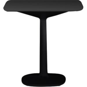 KARTELL table MULTIPLO avec plateau carré 78 cm arrondie et petite base carrée (Noir - Aluminium moulé et plateau en verre)