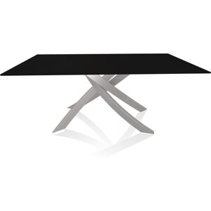 BONTEMPI CASA table avec structure gris clair ARTISTICO 20.00 180x106 cm (Anti-rayures noir opaque - Plateau en verre et structure en acier [...]