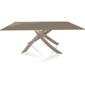 BONTEMPI CASA table avec structure sable ARTISTICO 20.00 180x106 cm (Tourterelle brillant - Plateau en verre et structure en acier laqué sable)