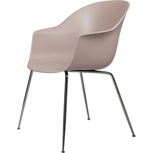 GUBI chaise avec accoudoirs BAT DINING CHAIR avec la base chrome noir (Sweet pink - polypropylène et acier)