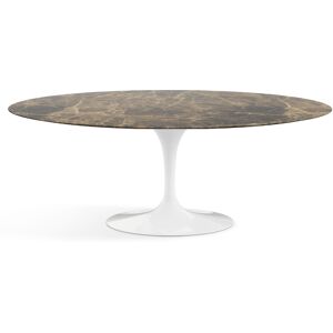 KNOLL table ovale TULIP collection Eero Saarinen 198x121 cm (Base blanche / plateau en Brown Emperador - marbre et aluminium)