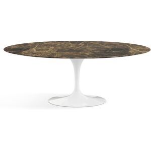 KNOLL table ovale TULIP collection Eero Saarinen 198x121 cm (Base bianca / piano Brown Emperador satinato - marbre et aluminium)