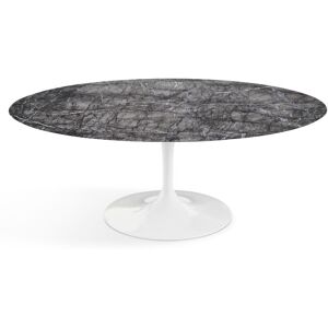 KNOLL table basse ovale TULIP collection Eero Saarinen 107x70 cm (Base blanche / plateau gris Carnico - marbre et aluminium)