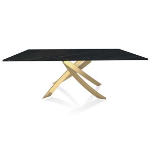 BONTEMPI CASA table avec structure or ARTISTICO 20.01 200x106 cm (Noir Marquina - Plateau en marbre naturel et structure en acier laqué or) - Publicité