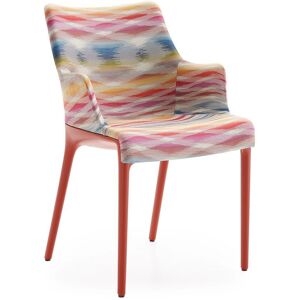 KARTELL chaise avec accoudoirs ELEGANZA NIA tissu MISSONI (Base rouge, tissu Color White - Technopolymère thermoplastique recyclé et tissu [...] - Publicité