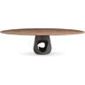 HORM table ovale BARBARA 290 x 130 cm (Noyer foncé - plateau en bois et base en ciment gris foncé)