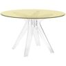 KARTELL table SIR GIO avec plateau rond (Jaune / Transparent - Base en technoploymère et plateau en cristal stratifié)