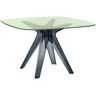 KARTELL table SIR GIO avec plateau carré (Vert / Fumé - Base en technoploymère et plateau en cristal stratifié)