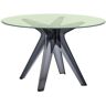 KARTELL table SIR GIO avec plateau rond (Vert / Fumé - Base en technoploymère et plateau en cristal stratifié)