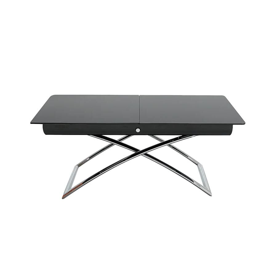 CONNUBIA table pliante MAGIC-J avec le plateau en verre (Base chromée, plateau sérigraphié noir, boîtier noir brillant - bois, Verre et métal)