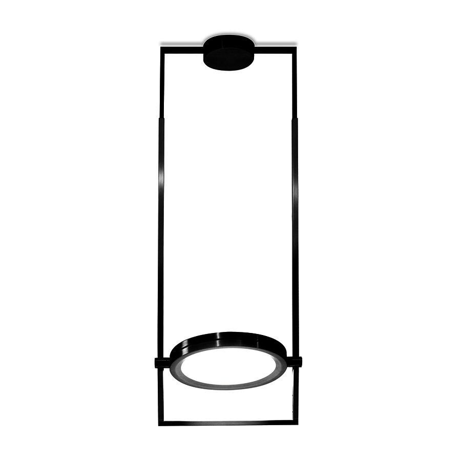 CONTARDI lampe à suspension DORIAN SMALL (Laque noire satinée - Plexiglas et miroir fumé)