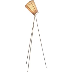 NORTHERN LIGHTING lampadaire OSLO WOOD (Diffuseur beige / base nickel satine - Metal et tissu)