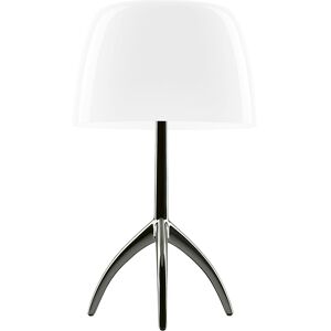 FOSCARINI lampe de table LUMIERE PETITE DIMMER (Noir chrome / Blanc - Verre souffle et aluminium verni)