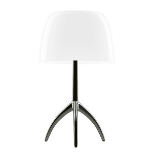 FOSCARINI lampe de table LUMIERE GRAND ON/OFF (Noir chrome / Blanc - Verre souffle et aluminium verni)