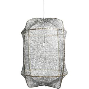 AY ILLUMINATE lampe a suspension Z1 BLACK (Sisal net grey - Structure en bambou noir et tissu)