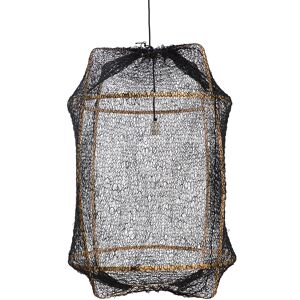 AY ILLUMINATE lampe a suspension Z2 BLONDE (Sisal net black - Structure en bambou clair et tissu)