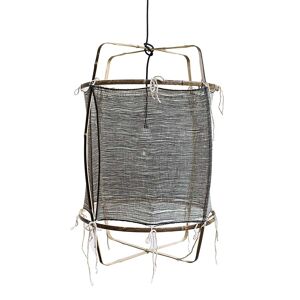 AY ILLUMINATE lampe a suspension Z11 BLACK (Silk cashmere dark cover - Structure en bambou noir et tissu)