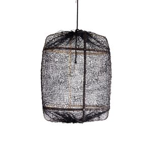 AY ILLUMINATE lampe a suspension Z5 BLACK (Sisal net black - Structure en bambou noir et tissu)