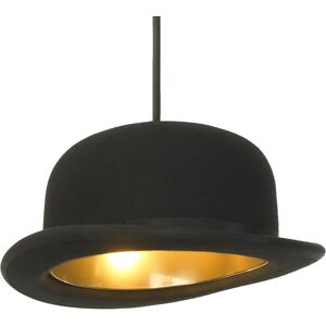 INNERMOST lampe a suspension avec le chapeau JEEVES (Chapeau melon noir avec interieur dore - Feutre et aluminium anodise)