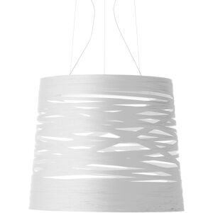 FOSCARINI lampe a suspension TRESS GRAND a LED (Blanc - fibre de verre, metal chrome et Aluminium)