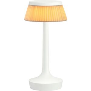 FLOS lampe de table BON JOUR UNPLUGGED (blanc opaque avec couronne en tissu Soft - PMMA)